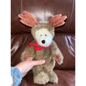 TBC LTD Plush Reindeer Bear Christmas Holiday Stuffed Animal Red Bow